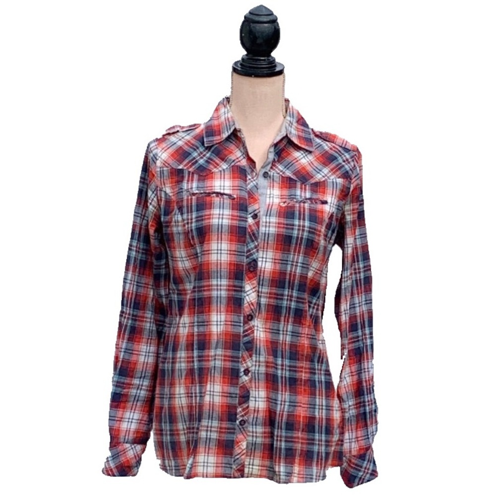 ☀️4/25 Denim&Co. Western-Style Plaid Shirt